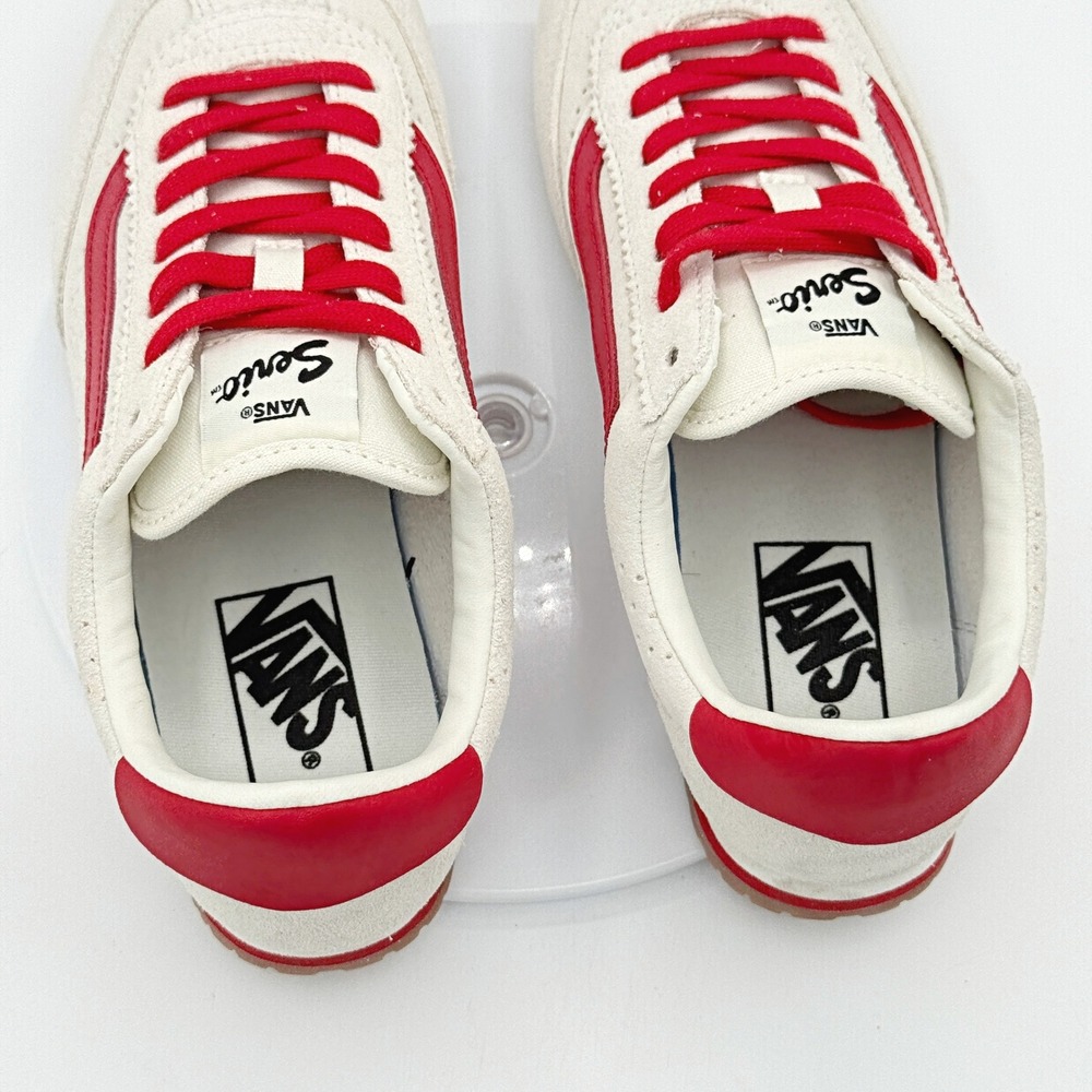 Vans Super Lowpro Size 8 Womens Suede Marshmallow/Red NEW - Picture 9 of 10